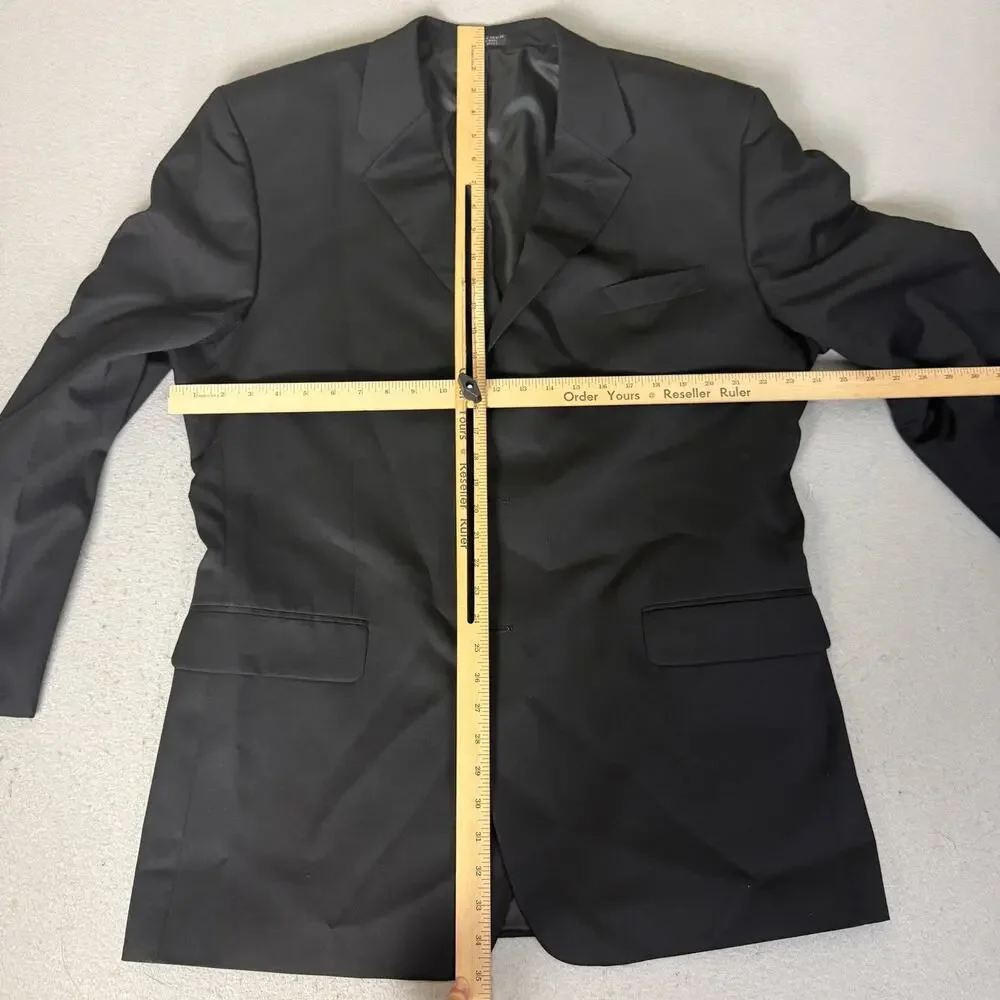 JNY Jones New York Men's 48L Black 100% Wool 3 Button Blazer Sport Coat